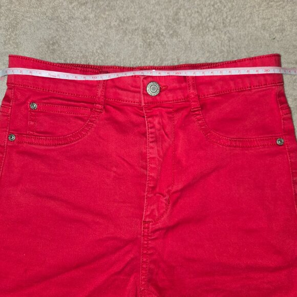 Pull & Bear Red Denim High-Waisted women's Shorts - Size 26 - Picture 6 of 8